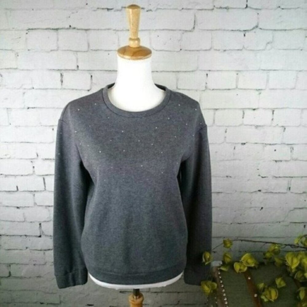 Philosophy Rhinestone Embellished Sweatshirt Gray XS